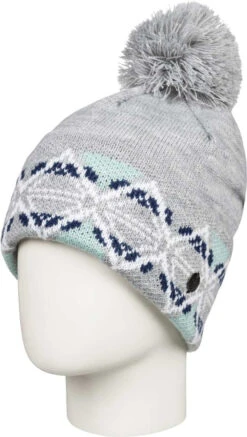 Roxy Ladies' Lizzie Pom-Pom Beanie 2019-2020 -Skipro erjha03554 lizziebeanie sjeh heather grey final